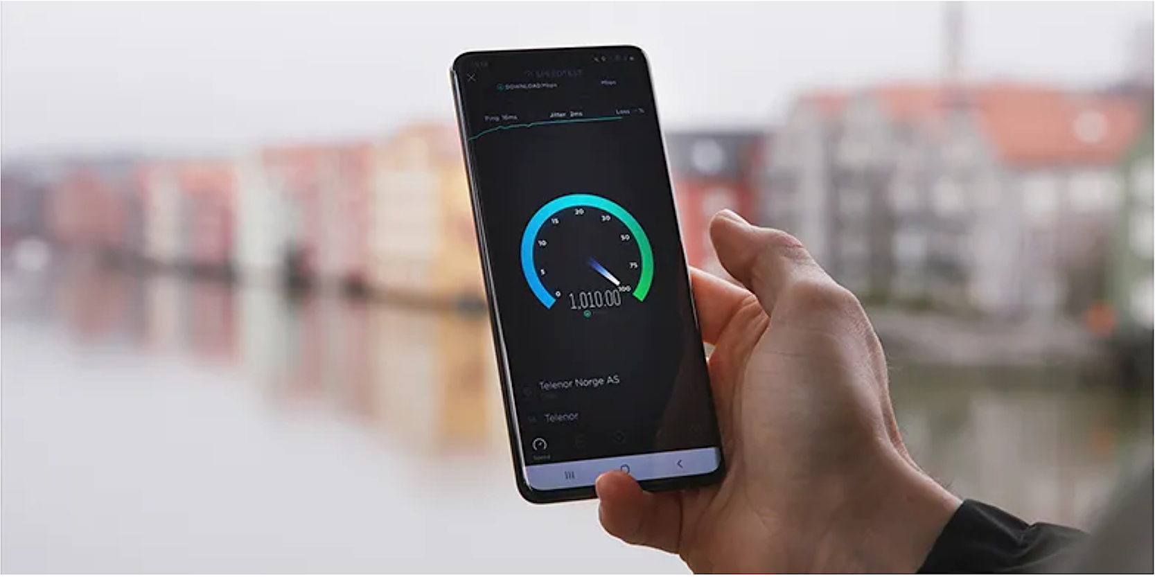 Speedtest med 5G-mobil i Trondheim